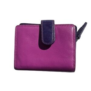 Visconti Rainbow Collection Purple & Pink Leather Tri-Fold Women’s Wallet